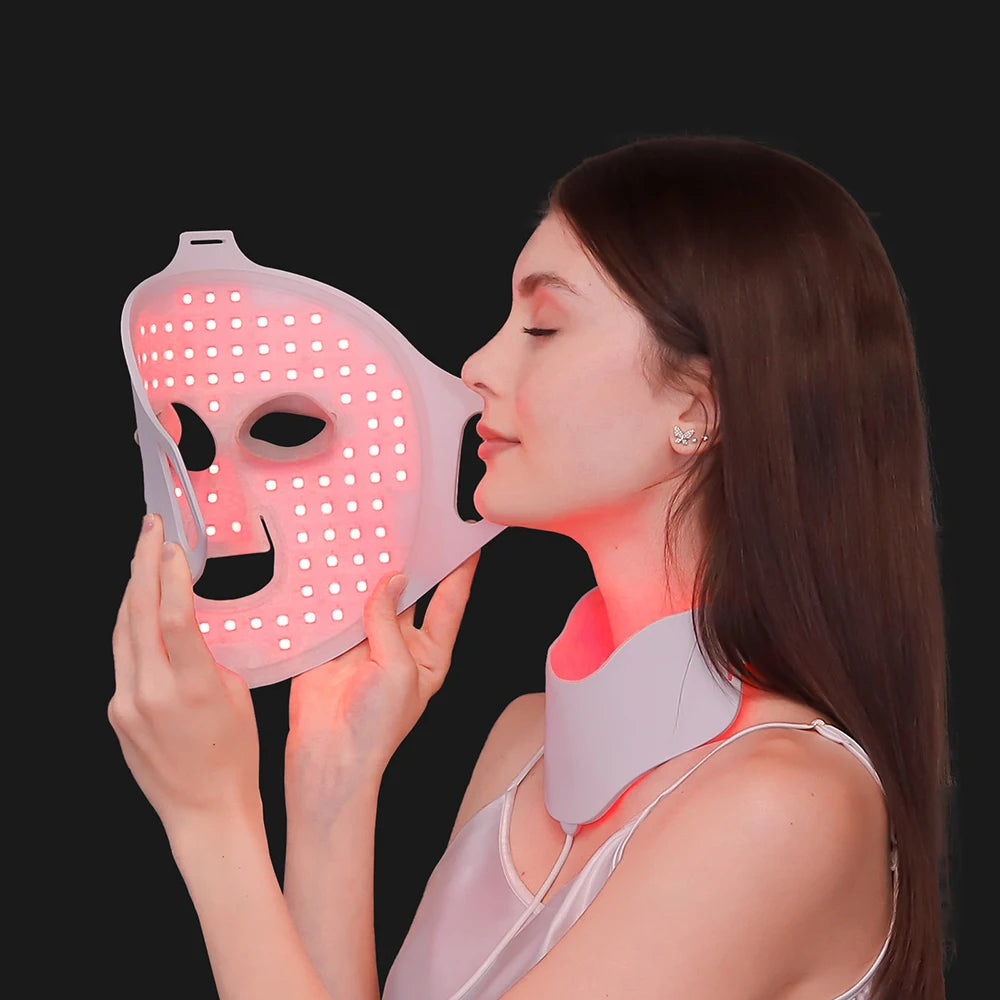 Silicone LED Facial Mask 7 Colors Photon Beauty Face Neck Care Mask Skin Whitening Skin Rejuvenation mascara faciales led